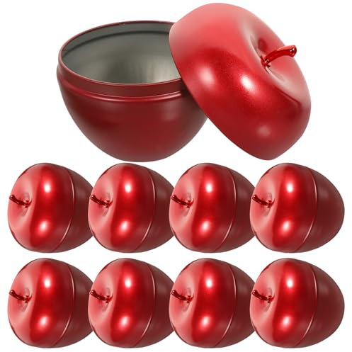 Cabilock 10pcs Shaped Candy Boxes Tinplate Storage Cans Party Favor Candy Container Filled Bobbing Apples Boxes Christmas Tree Decorations