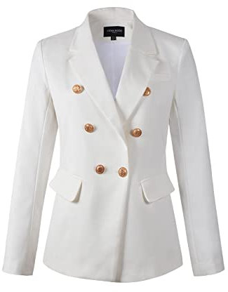 Damen Zweireihiger Blazer Damen Jacke Arbeitsanzug, Weiss/opulenter Garten, 38