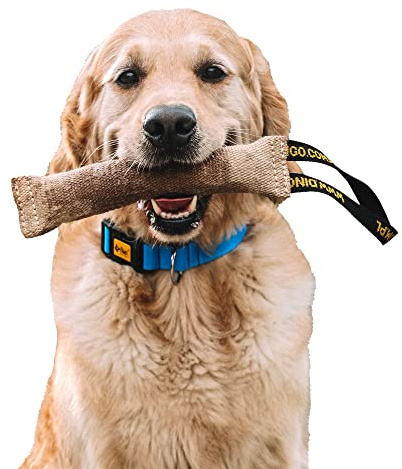 DINGO Jute Tug Toy Strong 1 Handle Squeaker Pull Rope for Dog Training, Retrieve, Bite Work, Prey Drive, Tug of War, Fun, Handmade Dummy 28 cm Natural Colour (10537)