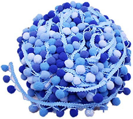 MAGICLULU 4. 5 5-Farbiges Farbverlaufs-Plüsch-Pom-Band Gemischte Farben Mini-Pom-Pom-Bordüre Zum Nähen Von Heim-Party-Dekorationen (Blau)