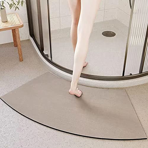 Tapis de douche d'angle de luxe, tapis de sol incurvé antidérapant pour plus de sécurité pour la douche, tapis de bain d'angle absorbant lavable, idéal pour les enfants et les personnes âgées