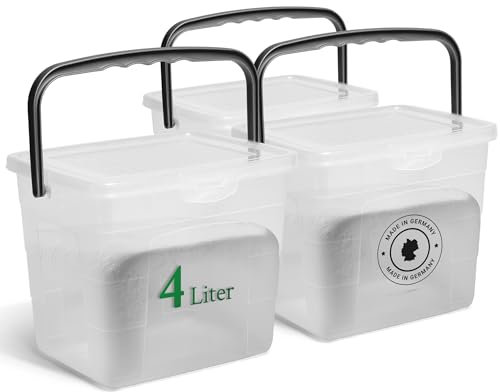 Novaliv Lot de 3 boîtes à lessive avec couvercle - 4 l - Transparent - 23,5 x 18 x 18,5 cm - Boîte de rangement pour poudre à lessive avec anse