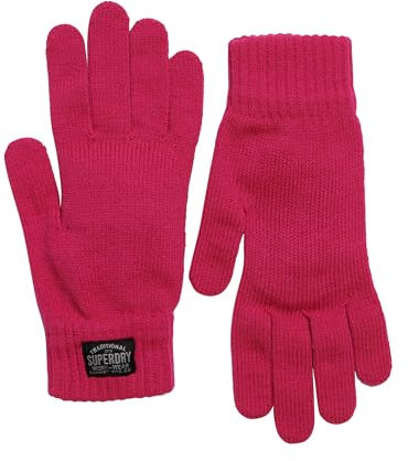 Superdry Damen Klassische Strickhandschuhe Handschuhe, rosa Pfau, S-M