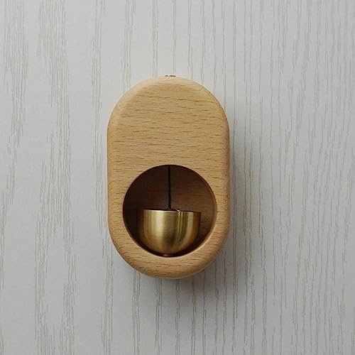 SANYGE Wood Suction Door Type Wind Chime Beech Copper Bell Solid Wood Entry Door Hanging Decoration Round doorbell Elliptical