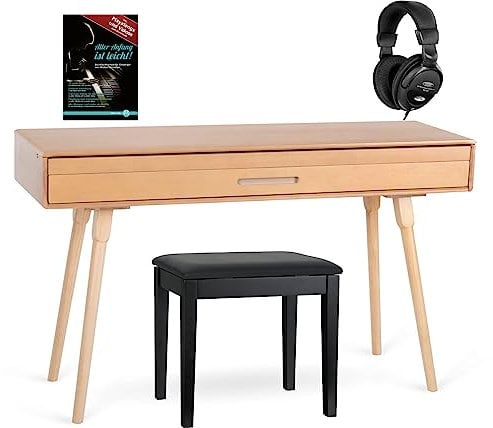 Classic Cantabile DP-730 OK Digitalpiano Eiche Set - Tisch mit eingebautem Piano - 88 Tasten mit Hammermechanik - Inklusive Notenhalter, Pedaleinheit, Klavierbank, Kopfhörer und Schule - Eiche hell