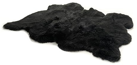 Cakla Lammfell Echt 155 cm x 110 cm - Schaffell Echt aus DREI Lederseiten Genäht - Fellteppich Schwarz - Deko Fell für Stühle und Sofa - Natürliche Lammfell Teppich Wohnzimmer
