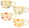 MAKCNMYM Keramik-Kaffeetasse, Vintage-Blumenbecher, 237 ml, niedliche Blumen-Kaffeetassen, unregelmäßige Latte-Kunst-Tasse, bleifreie Porzellantassen für Cappuccino, Kakao (4 Stück)
