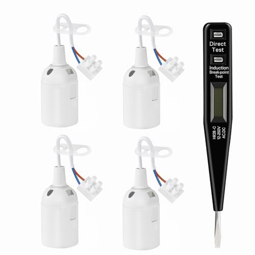 SCNNC Weiß Baufassung Lampenfassung E27 Mit VDE-Spannungsprüfer, 250V 4A Ersatzfassung Max.60W, Renovierfassung für Bauarbeiten Küche Wohnzimmer, 6 Stück