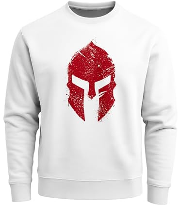 Neverless® Sweatshirt Herren Print Sparta-Helm Spartaner Gladiator Krieger Warrior Rundhals-Pullover Bedruckt Fashion Streetwear