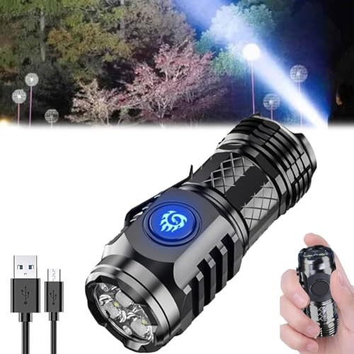 Mini lampe de poche multifonction à trois yeux en forme de monstre allemand - Super Power - En acier - Rechargeable - Étanche - Noir
