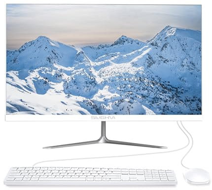 24 FHD All-in-One Desktop Computer, N5095 8GB RAM, 512GB SSD, Intel Quad-Core, Wired Keyboard & Mouse, RGB Speaker, White (N5095/8G/512G)