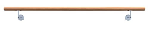 Sellon24® Holzhandlauf Handlauf Eiche 42,4 Geölt Echtholz Massiv Holz Treppe Geländer 100 cm Wandhandlauf 150 Gelaender Holzstange Halterung 200 Set stabil Wand Eichenholz (EICHE 42,4/150 cm / 0117)
