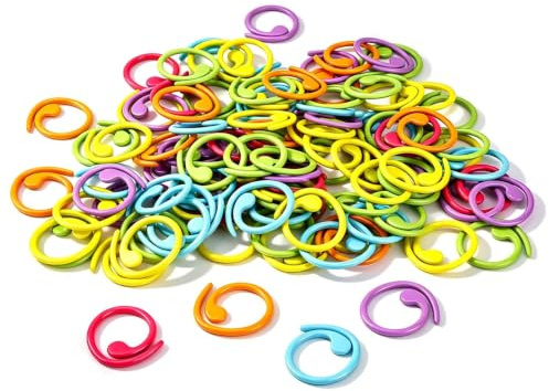 WJUAN 100 Stück Maschenmarkierer Häkeln – 6 Farben Maschenmarkierer Spirale Metall, Zinklegierung Maschenzähler für Stricken, Häkeln & DIY