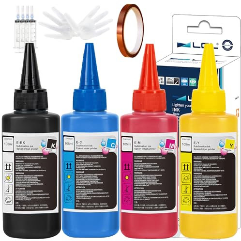 LCL 420ML Sublimation Ink Cartridge for tylus C88 C88+ EcoTank ET2720 ET2760 ET2800 ET2803 ET2830 ET2850 ET15000 Inkjet Printers for Heat Transfer Mug, Tumbler, T Shirts (Autofill/Upgrade Version)