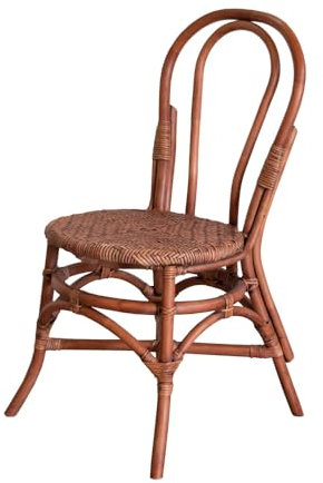 EME Silla Thonet Ratán Natural Fabricada con Fibras 100% Naturales Color Nogal. Incluye 1 Unidad. Silla de Ratán Apilable Ideal para Usar en Comedor, Eventos y Hostelería