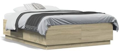 CIADAZ Bettgestell mit Sonoma-Eiche 140x190 cm Holzwerkstoff, Bett, Bed Frame, Familienbett, Bettrahmen, Bett Gestell, Bett Rahmengestell, Schlafzimmer Bett - 3209641