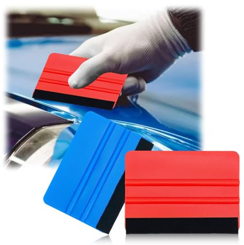 4 Inch Felt Edge Squeegee, Car Wrapping Tool Kits, Vinyl Squeegee Scraper, Mini Squeegee with Felt Edge for Car Vinyl Wrap, Window Tint, Wallpaper, Decal Sticker Installation(2PCS)