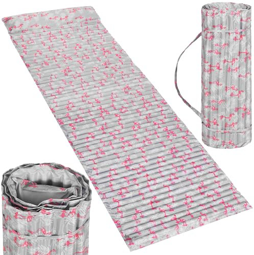 SPRINGOS Matelas isolant en mousse avec coussin intégré, pour la plage, le camping, le jardin, 60 x 180 cm, motif de flamants roses