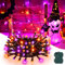 Gcstnn Halloween Decorations Fairy Lights, 9.84FT 30LED Orange+Purple String Lights IP65 Waterproof Battery Operated with 6h Timer, for Halloween,Porch,Autumn,Window,Fall Decoration-Green Box/Wire