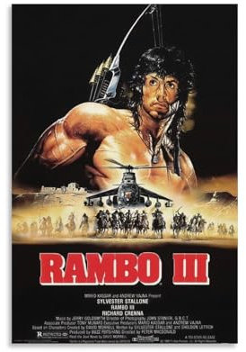 REDCHAMBER Action-Film Rambo III, Kunstposter, Druck-Denoise-Denoise, Poster, Wandgemälde, Leinwandposter, moderne Schlafzimmer-Dekoration, 50 x 75 cm