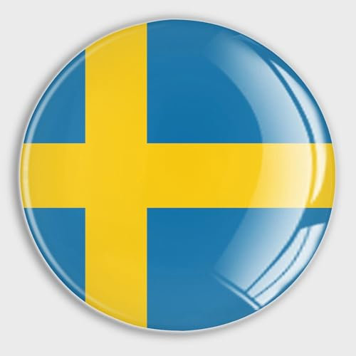 Kühlschrankmagnete mit Schweden-Flagge, Glas, klein, rund, Mehrzweck-Magnete für Kühlschrank, Spind, Whiteboard, Werbetafel, Küche, Büro, Schule, Reisen, Souvenir