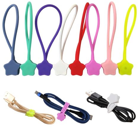 New Star Cable Winder - Cable Winder | Mobile Phone Earphone Cable Winder | Silicone Material Cable Management Winder | Earphone Hub Data Cable Winder (8inbag)
