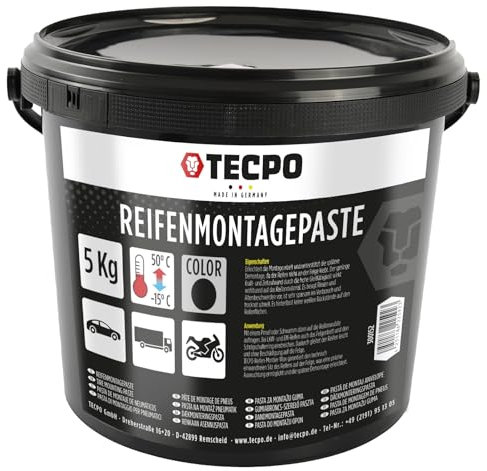 TECPO Reifemontagepaste 5 kg schwarz, Reifenmontierpaste Montagepaste Reifen, Reifenpaste, Reifenmontage Reifen Schmier- und Gleitmittel