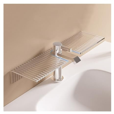 Stylish Bathroom Shelf Organizer Mensola portaoggetti for il bagno sopra il rubinetto, mensola for il lavandino del bagno in acrilico ondulato trasparente, mensola portaoggetti a forma di U senza fora