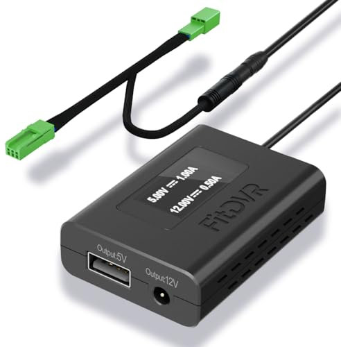 FitDVR Dash camera Power Adapter(3-Pin) for Volvo, Polestar2 (XC60 XC40 S60 V60 C40 S90 XC90 V90, etc.) LED display USB Power, Connect to Rearview Mirror, 5V 12V Output, Easy to Install, D3-015