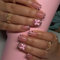 Faux ongles carrés courts en forme de léopards French Tip - Couverture complète - À coller sur les ongles - Nœuds - Pour femme et fille