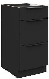 Küchen Unterschrank 40 cm Siena Schwarz Vollauszug Soft-Close Küche Küchenzeile