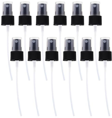 Happyupcity 12PCS 24/410 Black Plastic Spray Bottle Tops Replacement Pump Head Dispenser Spray Tops Fine Mist Sprayer Caps for Essential Oils Cosmetic Perfume Bottles