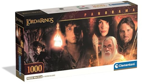 Clementoni Der Herr der Ringe Panorama Puzzle 1000 Teile Erwachsene - 98 x 33 cm - Anspruchsvolles Puzzle 14-99 Jahre - 39502