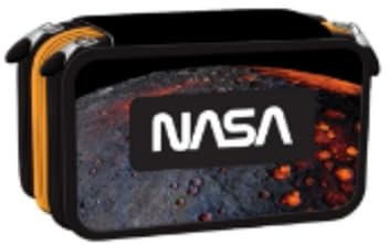 Goldkids - Federmäppchen 3 Fächer - Mäppchen für Mädchen und Jungen - Federmappe 3-Fach Federtasche 44-teilig Gefüllte Schüleretui Schulmäppchen- NASA Motiv
