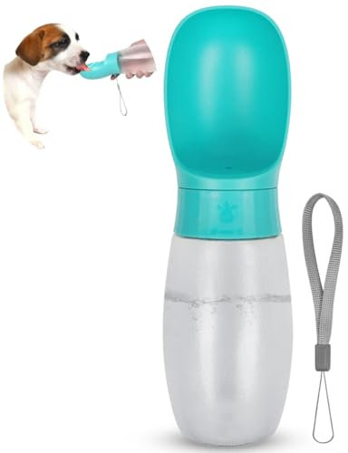500ml Dog Water Bottle - Leak Proof Portable Pet Water Dispenser with Drinking Bowl Food Grade Dog Drinking Bottle for Outdoor Walking Hiking Travel - Blue