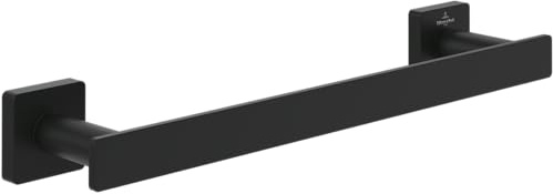 Villeroy & Boch Elements - Striking Handtuchhalter, Handtuchhalter Bad für Wandmontage, Handtuchstange aus Messing, Badetuchhalter eckig, Länge 345 mm, Matt Black