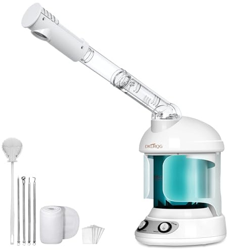 DKURQG Facial Steamer, Nano Ionic Face Steamer for Facial Deep Cleaning Portable Ozone Steamer with Extendable 360° Rotating Arm, Humidifier for Home Salon Spa or Personal Care (Blue)