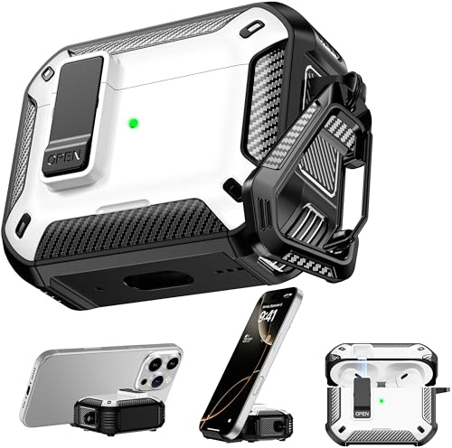 RFUNGUANGO AirPods Pro 2 Hülle, MagSafe Reinigungsset Handyhalter, Weiß