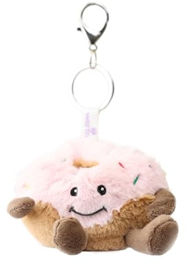 Warmies Donut Bag Charm with Microfiber Screen Cleaner, 21cm French Lavender Scented Handbag Accessory with Screen Wiper for Phones, Laptops and Tablets