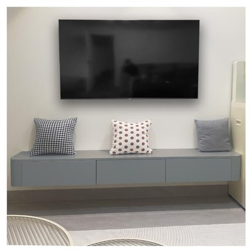 Meuble TV Flottant Meuble TV Mural De Salon Meuble TV Grande Taille Suspendu avec Tiroirs Console Multimédia TV Divertissement Moderne avec 3/4 De Rangement pour Maison(Grey,2m)
