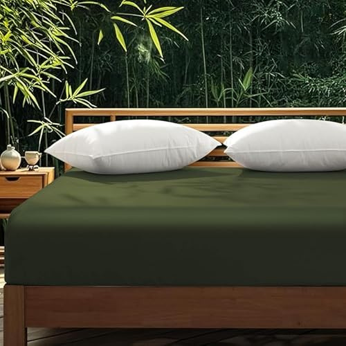 Gezu Spannbettlaken 140x200 Mako Satin Grün aus 100% Langstapelige Baumwolle