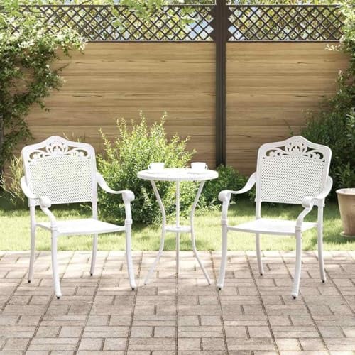 Mandloder Gartenstuhl 2er Set Weiß, 55 x 56,5 x 91 cm Aluminium Hochlehner, Moderne Outdoor Stühle für Garten und Terrasse, wetterfest und pflegeleicht