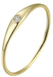 Mesnt Hochzeit Ringe Gold, Damen 9 Karat Gelbgold Runder Verlobungsring mit Moissanit, Größe 65 (20.7)