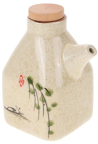 TOYANDONA Ceramic Oil Pot Dispenser 5.12In Soy Sauce Bottle Vinegar Dispenser Small Kitchen Oil Pourer for Cooking and Dining Table