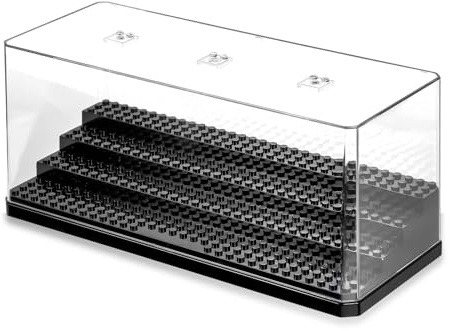 Acryl Vitrine für Minifiguren, 4-Schicht Stapelbare Staubdichte Display Box mit Abnehmbaren Ebenen, Transparenter Staubdichte Schaukasten für Bausteine Sammlung Actionfiguren Blöcke Sammlerstücke