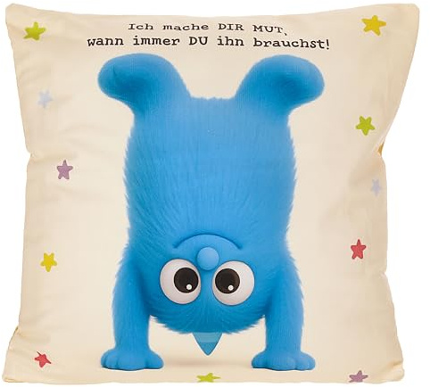 Cepewa Kissen Mutmacher | cm Baumwolle 180g Polyesterfüllung Reißverschluss | Kuschelkissen einseitig Bedruckt zum Verschenken | Seelentröster-Kissen Geschenk (gelb, 40x40cm)