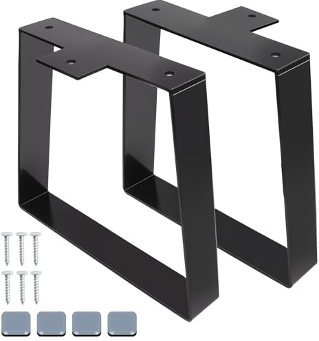 2 Pcs Tischbeine Schwarz 28cm, Möbelfüße Metall, Couchtisch Füße Möbelbeine | Schwarze trapezförmige Tischbeine für Möbel Couchtisch Gestell Tischkufen Tischgestell für Schrankfüsse Schrankfüße Sofa Bett