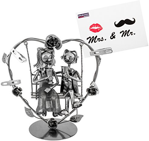 BRUBAKER Hochzeitspaar auf Einer Schaukel - kreatives Geldgeschenk oder Fotogeschenk - inkl. Grußkarte