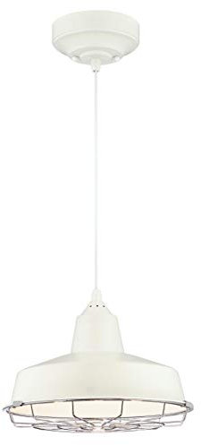 61042 Academy One-Light LED Indoor Pendant, White Finish with Removable Chrome Cage