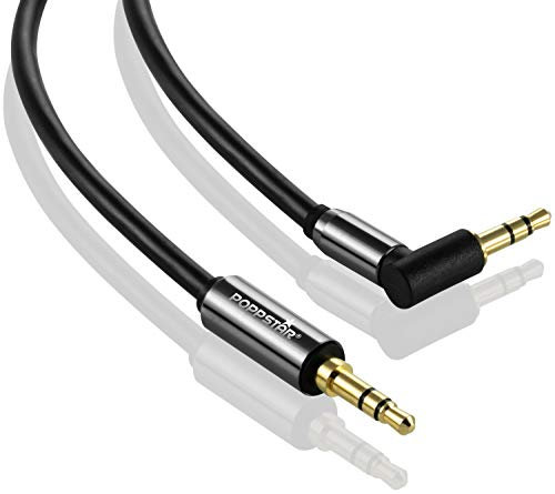 POPPSTAR 1m Audio Kabel Klinke (3,5mm Klinkenkabel gerade-90°, vergoldet), Kopfhörerkabel - Lautsprecherkabel für Kopfhörer, Smartphone, MP3 player, Auto Kfz Autoradio uvm.